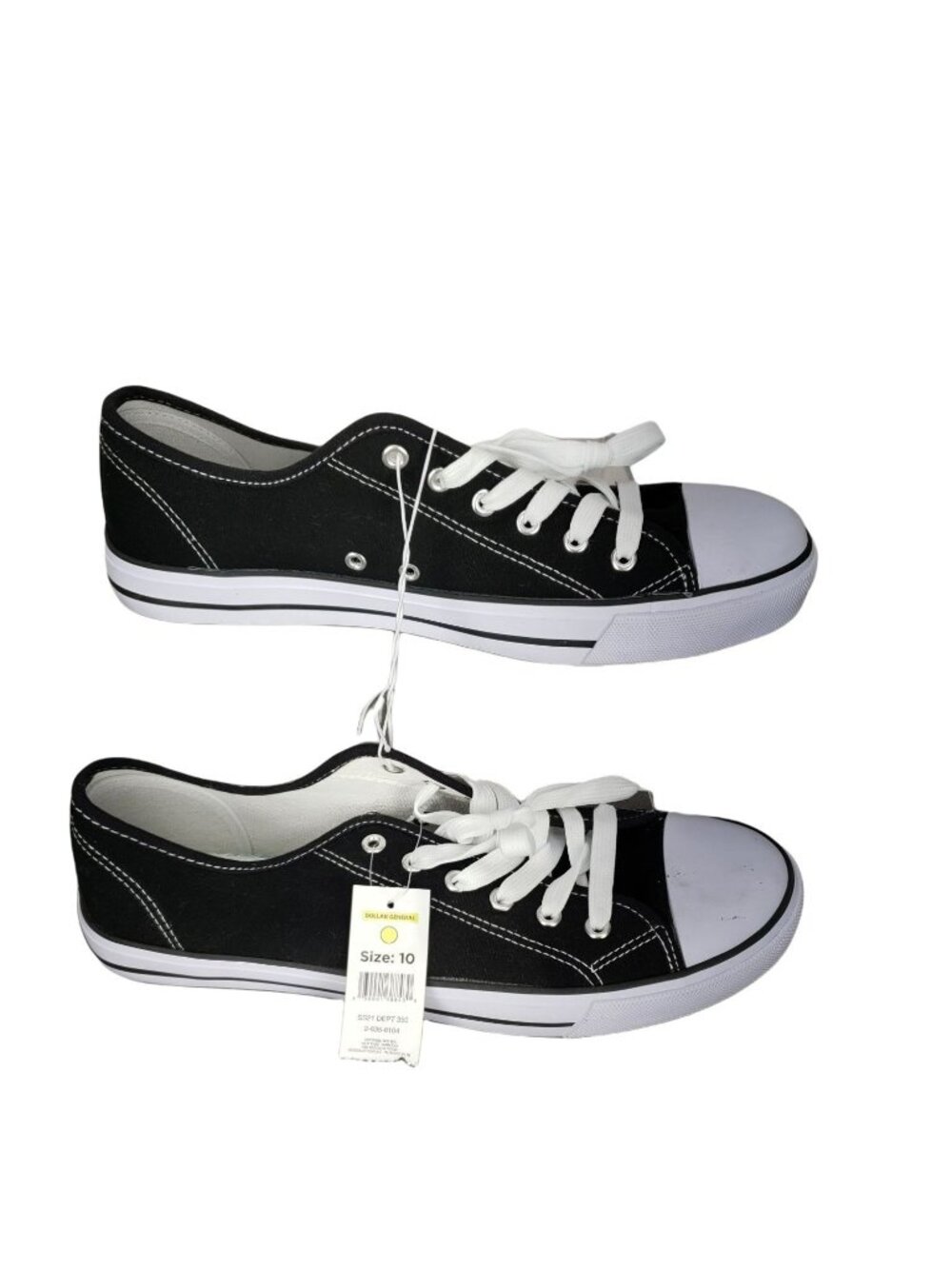 Mens Black & White Low-Top Canvas Sneakers Size 10 Casual Lace-Up Shoes By GT Re